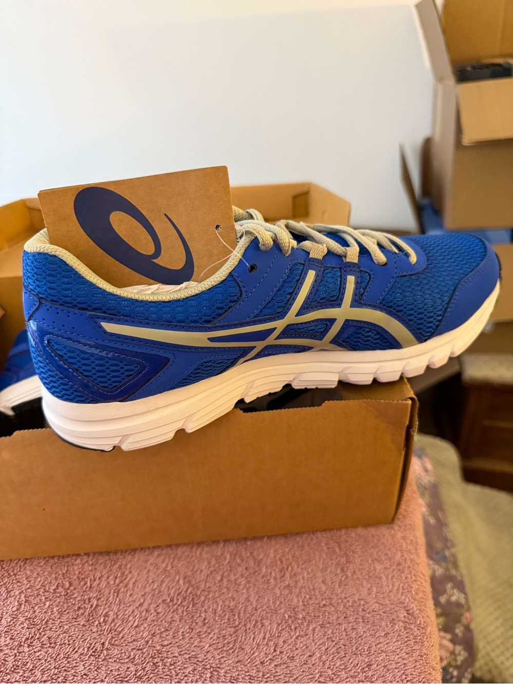 Asics Blue and Cream Men's Athletic Shoes